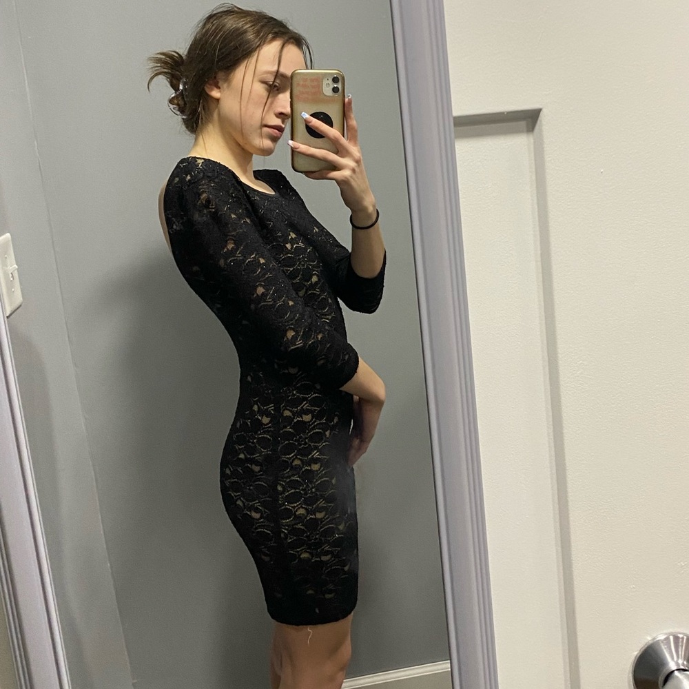 Black backless lace sparkle Windsor dress